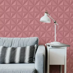 Papel De Parede Adesivo 3d Efeito Gesso Rosa - 10m