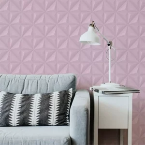 Papel De Parede Adesivo 3d Efeito Gesso Rosa Bebê - 10m