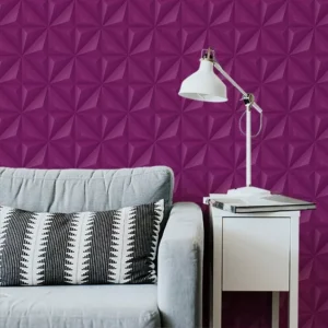 Papel De Parede Adesivo 3d Efeito Gesso Roxo 3,05 Metros