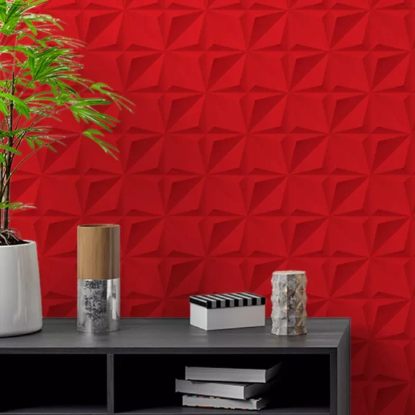 Papel De Parede Adesivo 3d Em Tons De Vermelho 2,50m