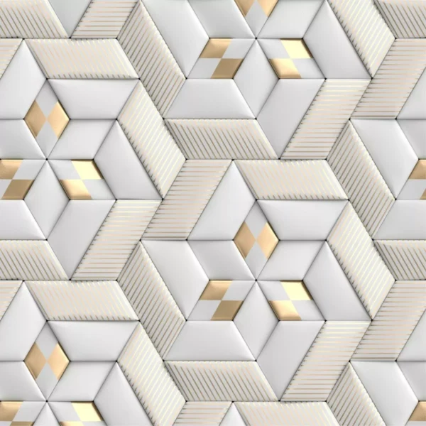 Papel De Parede Adesivo 3d Geométrico Dourado E Cinza 2,50m