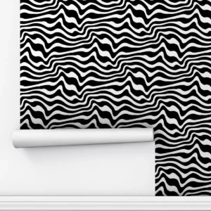 Papel De Parede Adesivo Abstrato Preto E Branco Zebra 1.5m