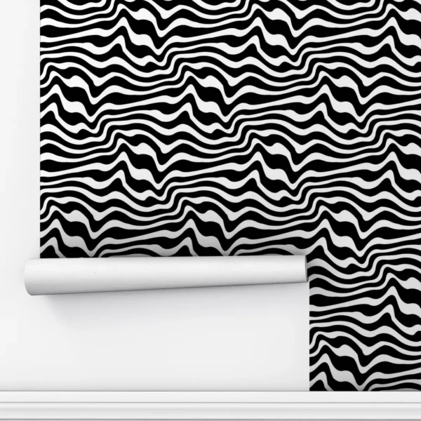 Papel De Parede Adesivo Abstrato Preto E Branco Zebra 1.5m