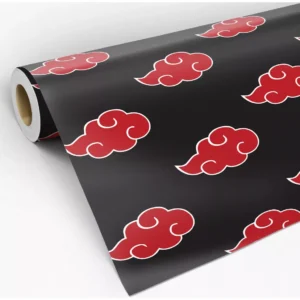 Papel De Parede Adesivo Akatsuki Com Fundo Preto Lavável