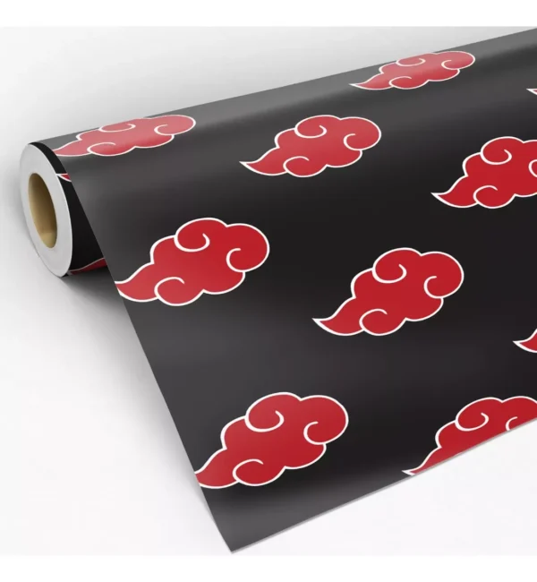 Papel De Parede Adesivo Akatsuki Com Fundo Preto Lavável