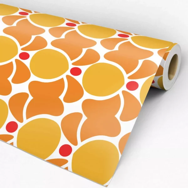 Papel De Parede Adesivo Amarelo Vermelho E Laranja