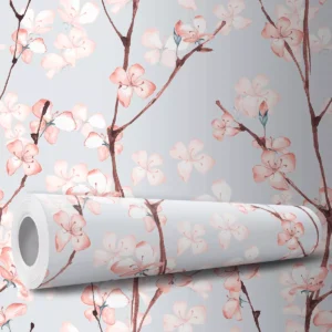 Papel De Parede Adesivo Amendoeira Floral Rosa 10m