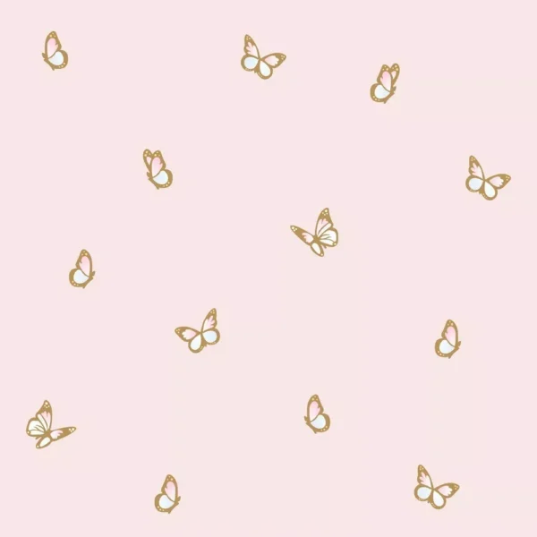 Papel De Parede Adesivo Animais Borboletas Fundo Rosa 3,10m