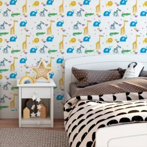 Papel De Parede Adesivo Animais Quarto Safari 2,5m