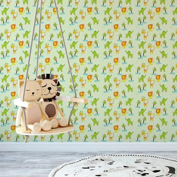 Papel De Parede Adesivo Animaizinhos Infantil Safari 15m