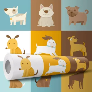 Papel De Parede Adesivo Animal Cachorro Infantil Xadrez Pet