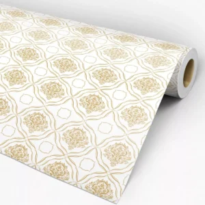 Papel De Parede Adesivo Arabesco Amarelo E Branco