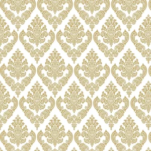 Papel De Parede Adesivo Arabesco Branco E Dourado - 12m