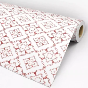 Papel De Parede Adesivo Arabesco Branco E Vermelho