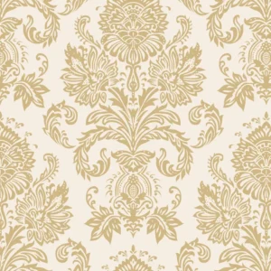 Papel De Parede Adesivo Arabesco Dourado Colonial 10mtx58cm