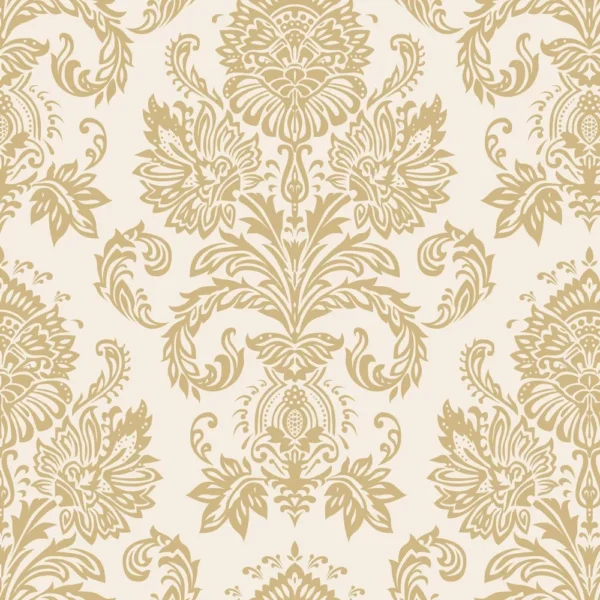 Papel De Parede Adesivo Arabesco Dourado Colonial 10mtx58cm