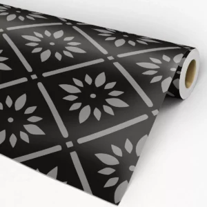 Papel De Parede Adesivo Arabesco Preto E Cinza