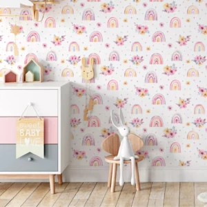 Papel De Parede Adesivo Arco-íris Boho Quarto De Menina