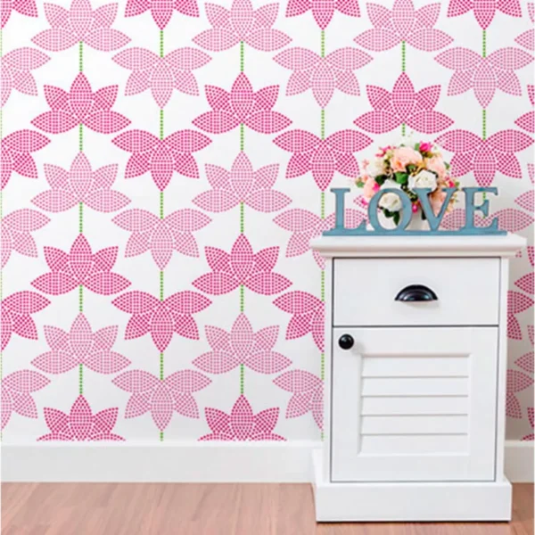 Papel De Parede Adesivo Autocolante Chevron Floral Rosa