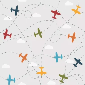 Papel De Parede Adesivo Avião Quarto Infantil Menino 1,5mts