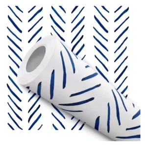 Papel De Parede Adesivo Azul Chevron Minimalista Branco 10m