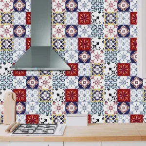 Papel De Parede Adesivo Azulejo Ladrilho Tons De Vermelho