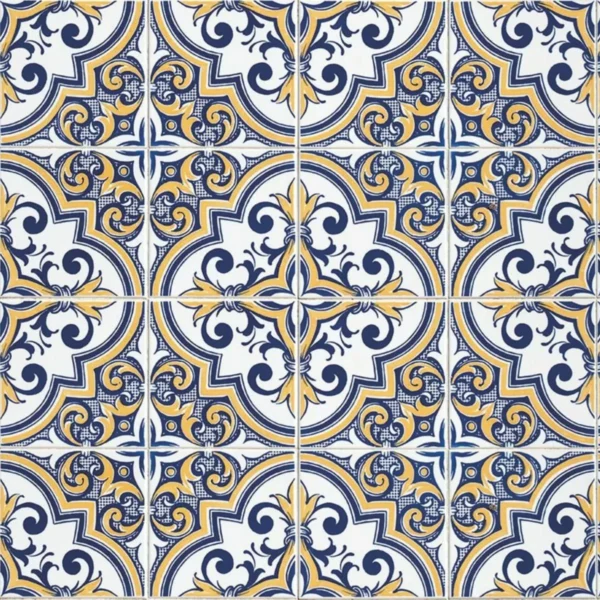 Papel De Parede Adesivo Azulejo Português Azul E Amarelo