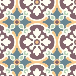 Papel De Parede Adesivo Azulejo Português Florido Roxo Verde