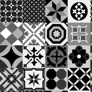 Papel De Parede Adesivo Azulejo Português Preto Branco