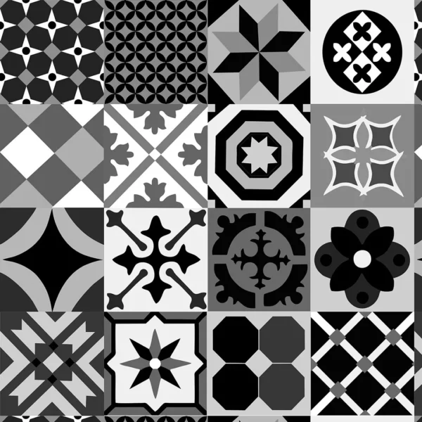 Papel De Parede Adesivo Azulejo Português Preto Branco