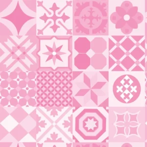 Papel De Parede Adesivo Azulejo Português Rosa Claro - 10m