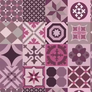 Papel De Parede Adesivo Azulejo Português Roxo E Lilás - 12m