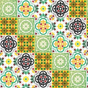 Papel De Parede Adesivo Azulejo Português Verde 10mtx58cm