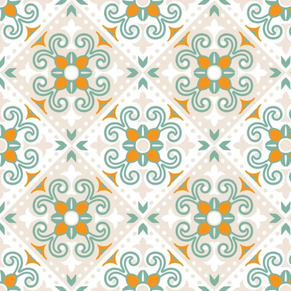 Papel De Parede Adesivo Azulejo Tons Laranja 10mtx58cm