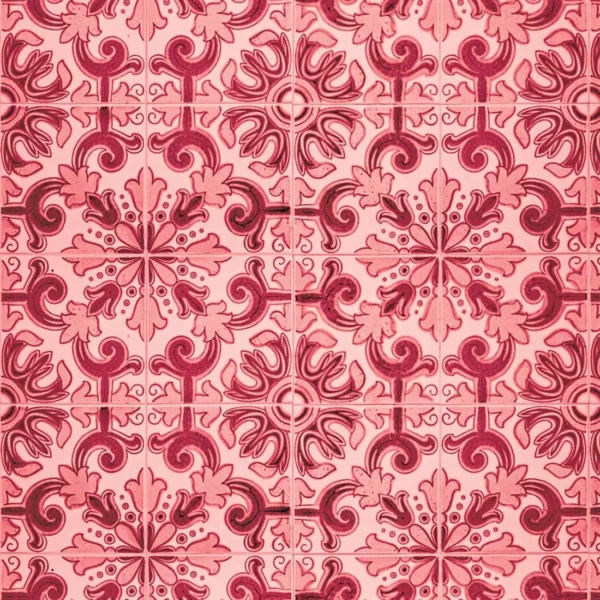 Papel De Parede Adesivo Azulejo Vintage Vermelho 10mtx58cm