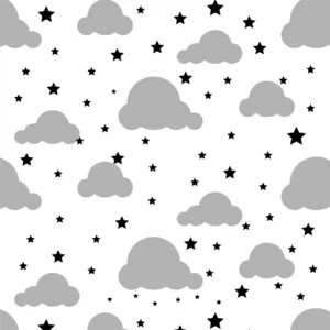 Papel De Parede Adesivo Baby Nuvem Estrela 10mtx58cm