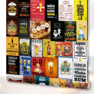 Papel De Parede Adesivo Bar Frases Bebidas Vintage 300x50cm