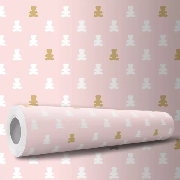 Papel De Parede Adesivo Bebê Delicado Rosa Menina Rosa 10m