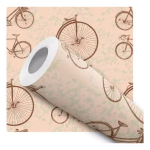 Papel De Parede Adesivo Bege Vintage Bicicleta Sala Bike 10m