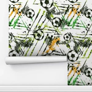 Papel De Parede Adesivo Bola De Futebol Quarto Menino 3m