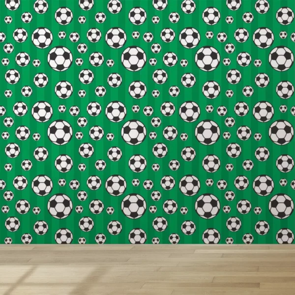 Papel De Parede Adesivo Bolas Futebol Teen Verde 3 M