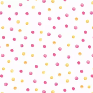 Papel De Parede Adesivo Bolinha Rosa Amarela Aquarelada 12m