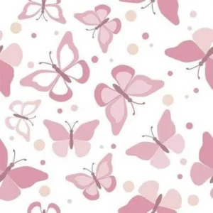 Papel De Parede Adesivo Borboleta Rosa 159025499 0,58x2,5m