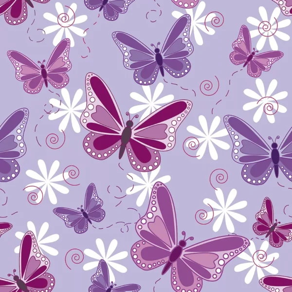 Papel De Parede Adesivo Borboletas Fundo Roxo Vinil Lavável