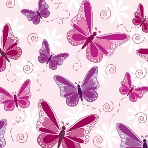 Papel De Parede Adesivo Borboletas Lilas E Rosas Sala Quarto