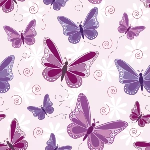 Papel De Parede Adesivo Borboletas Violeta Vinil Lavável