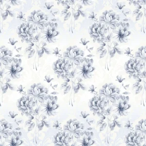 Papel De Parede Adesivo Branco Floral Azul Delicado - 2,10m