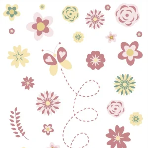 Papel De Parede Adesivo Branco Flores Rosê Delicadas - 10m