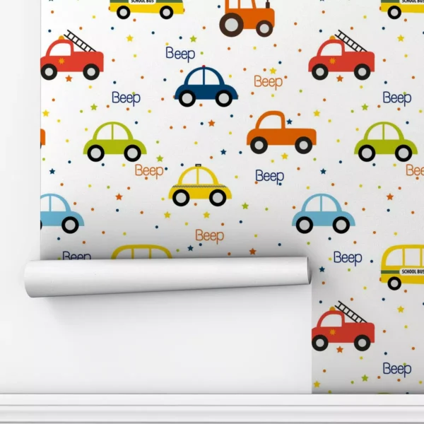 Papel De Parede Adesivo Carrinhos Quarto Infantil Beep 3m