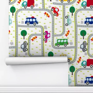 Papel De Parede Adesivo Carros Estrada Quarto Infantil 3.5m